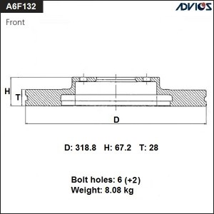 Диск тормозной передний A6F132B ADVICS