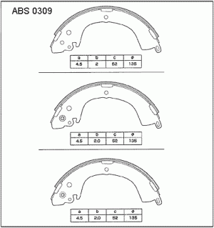 Колодки задние барабанные ABS0309 ALLIED NIPPON