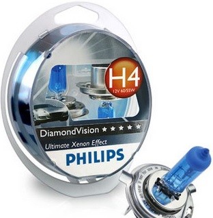 H4 Diamond Vision 12V (55W) Лампа [5000k] (к-кт 2шт в пласт. уп.) цена за к-кт с 12342DVS2 PHILIPS