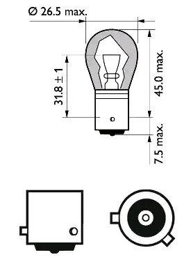 PY21W 12V (21W) Лампа min10 12496NACP PHILIPS