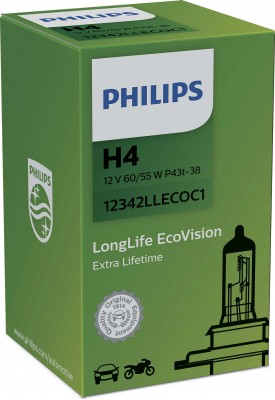 H4 LongLife EcoVision 12V (60/55W) Лампа 12342LLECOC1 PHILIPS