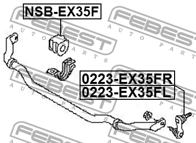 втулка переднего стабилизатора D34 NSB-EX35F FEBEST