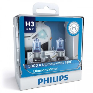 Лампа H3 12V (55W) Diamond Vision, 2шт. в пласт.коробке [5000k] 12336DVS2 PHILIPS