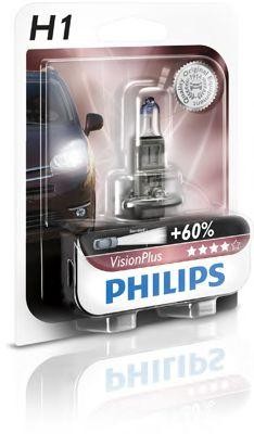 H1 VisionPlus 12V (55W) Лампа в блистере 1 шт 12258VPB1 PHILIPS