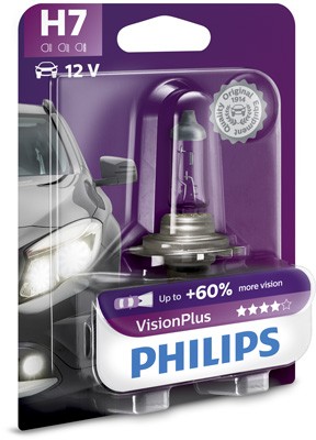 H7 VisionPlus 12V (55W) Лампа в блистере 12972VPB1 PHILIPS