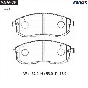 Колодки NISSAN Skyline, Avenir, Teana, Tiida, Juke (2001-) передние (4 индикатор SN592P ADVICS