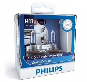 H11 CrystalVision 12V (55W) Лампа в блистере 2+2 шт (W5W), цена за к-кт 12362CVSM PHILIPS