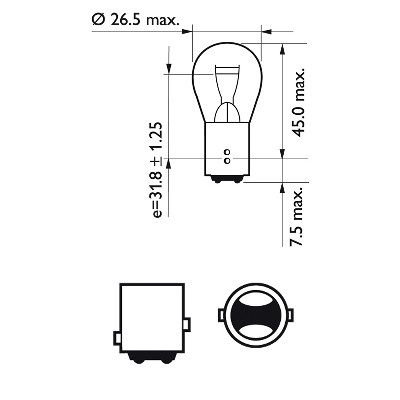 P21/5W 12V (21/5W) Лампа в блистере (к-кт 2шт) цена за к-кт 12499VPB2 PHILIPS