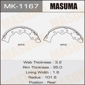 Колодки торм. бараб. MK1167 MASUMA