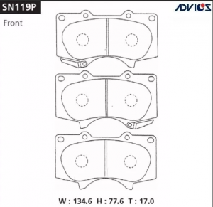 Колодки тормозные дисковые SN119P ADVICS