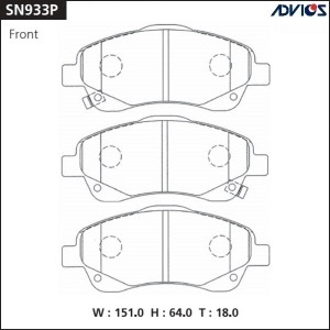 Колодки тормозные дисковые SN933P ADVICS